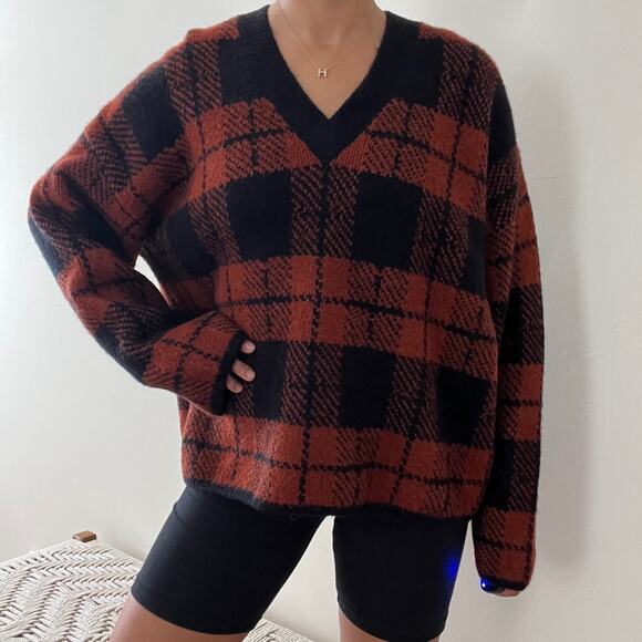 Rails Colleen Sweater Rust Black Plaid Knitwear Size M - Picture 11 of 16